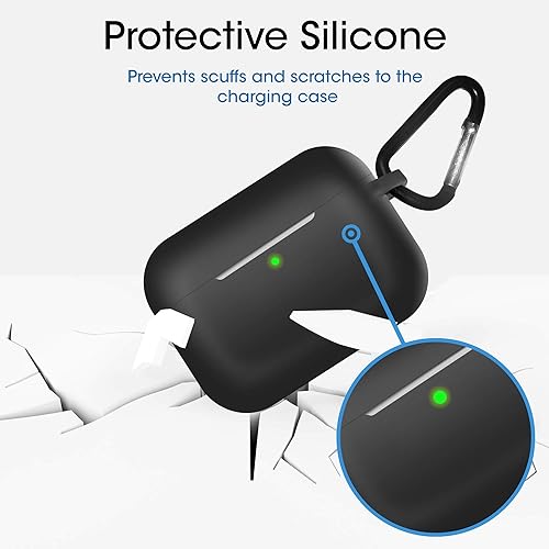 Miniatura 3 de TechMatte Funda protectora de silicona compatible con Apple AirPods Pro Case 2019 (negro)