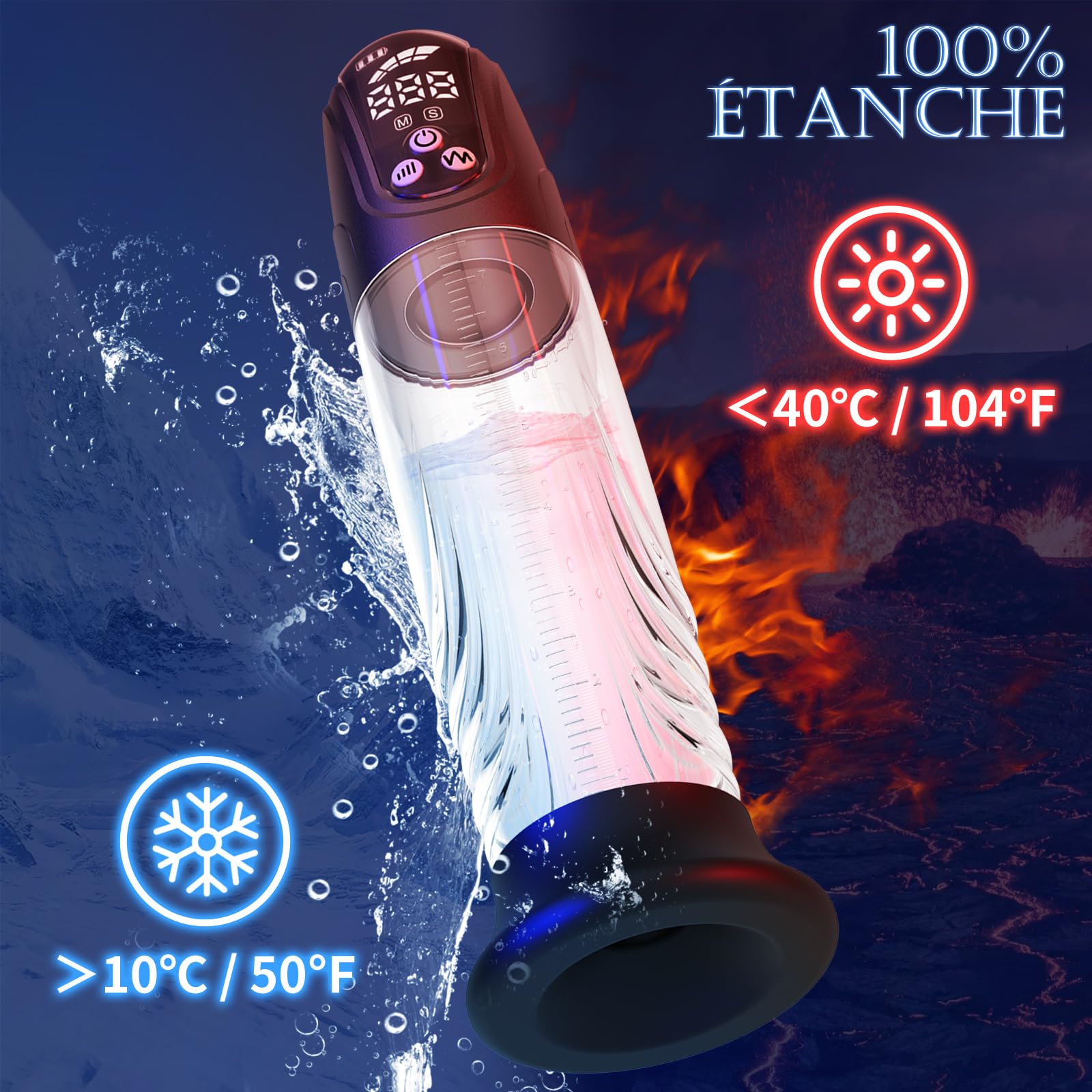Pompe à Pénis pour Homme Sex – Pompes d'extension de pénis avec 4 pression et 4 modes de succion pour hommes le massage par aspiration, IPX7 wasserdicht Vakuum pumpe pompe pénis