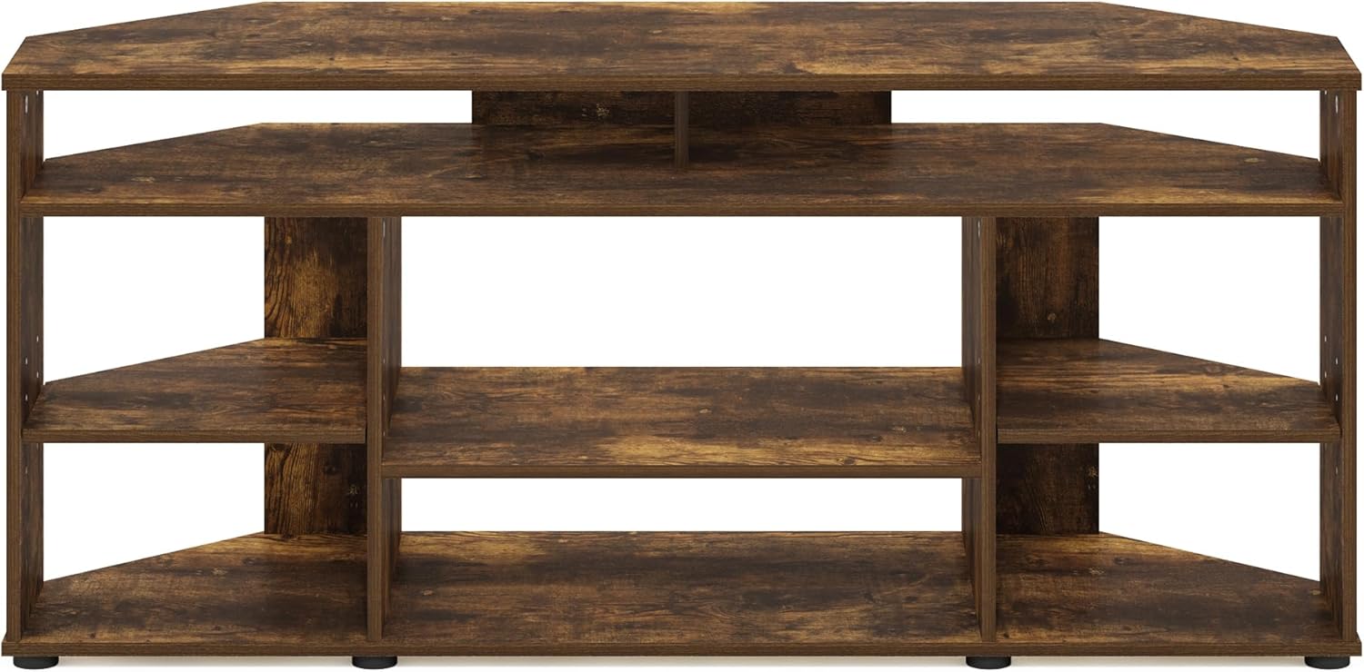 Furinno BESI TV Stand, No Tools Assembly Industrial Style Entertainment Center, TV Console for TV up to 46 Inch, for Living Room, Bedroom, Amber Pine - Image 3