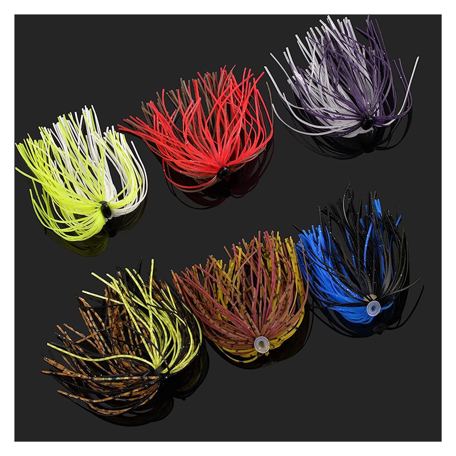 XILILHC 24/48 Pezzi di Esca Rotante for Esca for Gonna con Morsetto in Gel di Silice | Esca artificiale in gomma fai-da-te 50 fili accessori for la pesca con esca