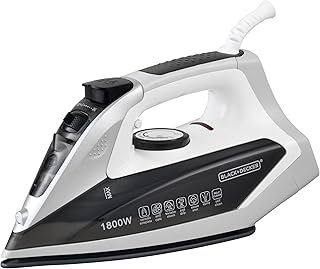 Black+Decker Steam Iron | 1800 Watt, 220 ml, 2 Yrs Warranty | Iron for Clothes, Iron Box, Steam Press, Press with Anti Drip, Non-Stick Ceramic Sole (Black+White)