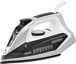 Black+Decker Steam Iron | 1800 Watt, 220 ml, 2 Yrs Warranty | Iron for Clothes, Iron Box, Steam Press, Press with Anti Drip, Non-Stick Ceramic Sole (Black+White)