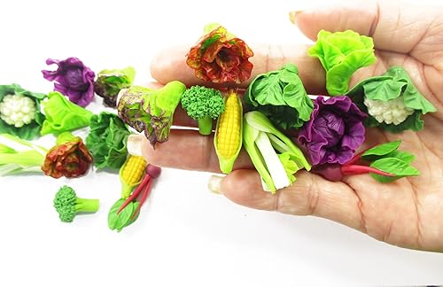 Miniatura 6 de Mezcla de 10 verduras sueltas de ensalada de maíz 1:6 Suministro de alimentos en miniatura para casa de muñecas 16650