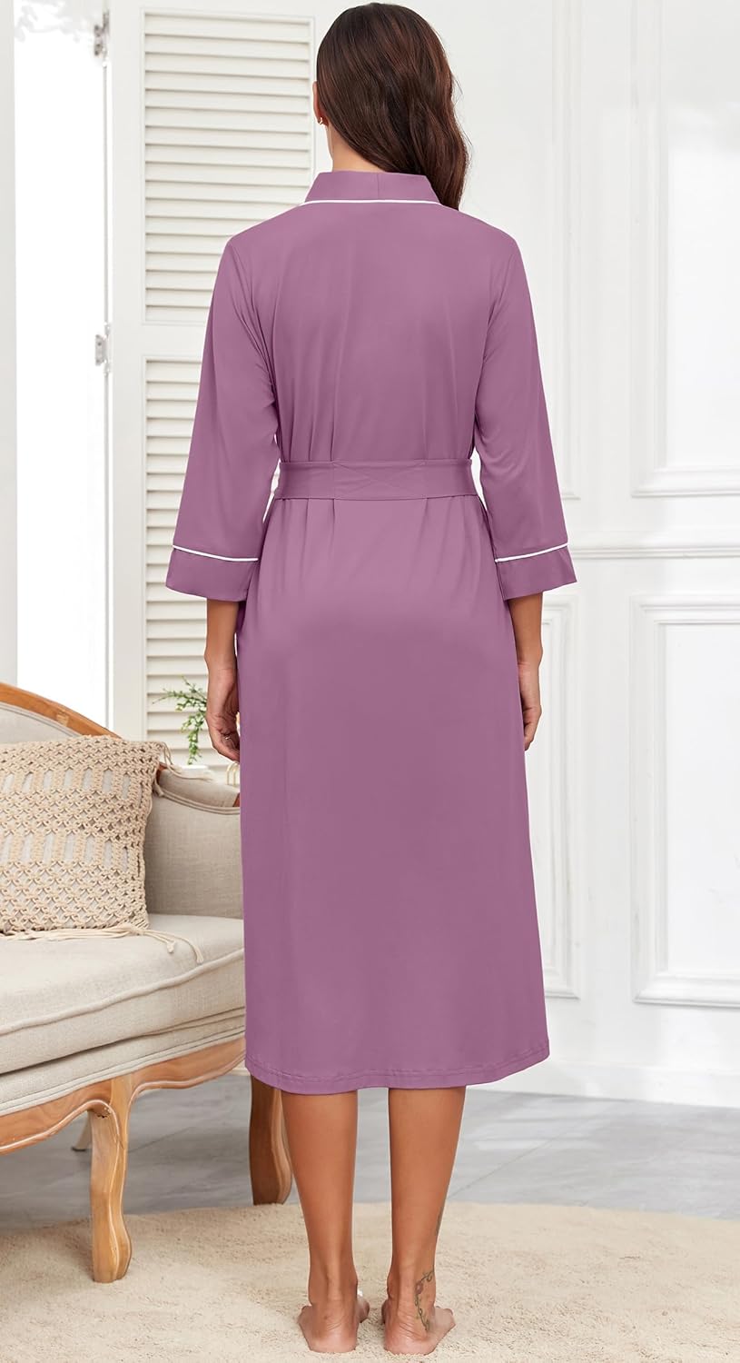 PrinStory Womens Robe Long Knit Bathrobe Lightweight Soft Robes Ladies Bath Robe - Image 6