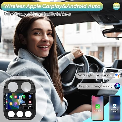 Miniatura 4 de 5GWiFi 4G+64G Radio estéreo para coche Jeep Patriot Compass 2010-2016 (8 núcleos), 10.1 pulgadas HD Android 12 radio de coche con Carplay