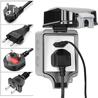 Outdoor Weatherproof Wall Socket Box, 13A Single Outdoor Sockets Waterproof Sockets for Garden&External Electrical Outlet, Grey