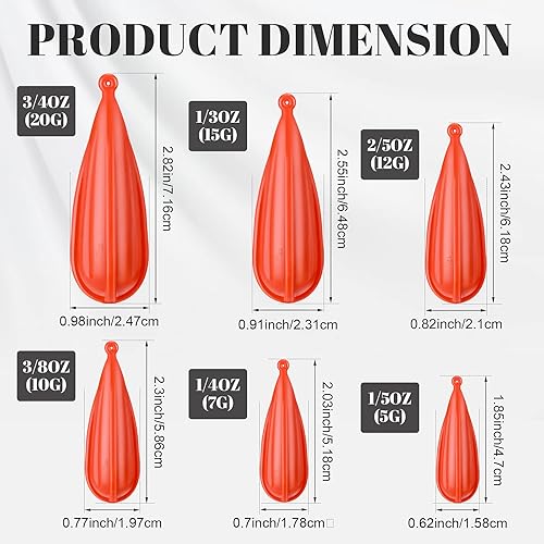 Miniatura 2 de 6 tapones de práctica de pesca de 6 tamaños mixtos, enchufe de práctica de cebo naranja para niños que mejoran las habilidades de lanzamiento (15