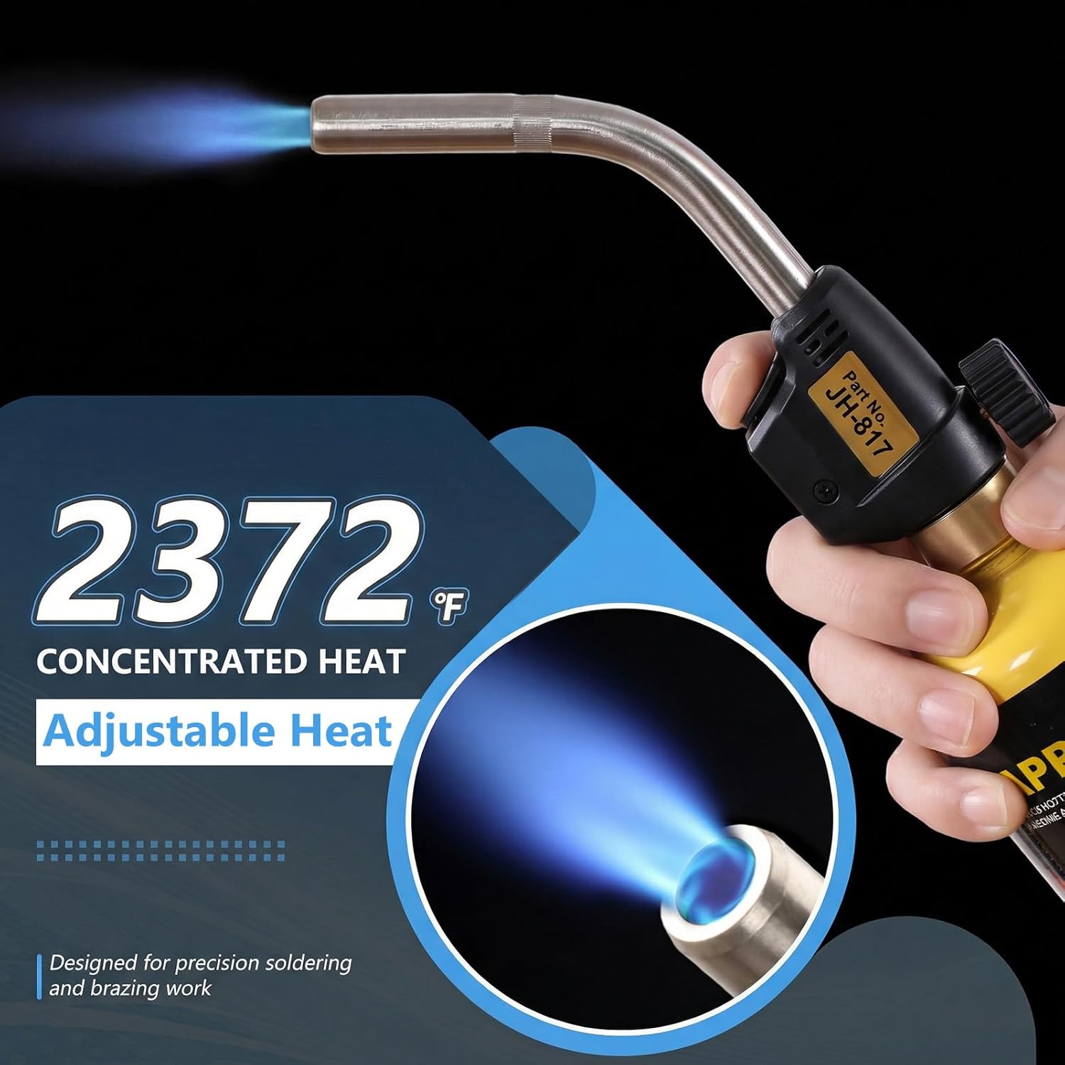 Propane Torch Head with Trigger-Start Lgnition – Professional Mapp Gas Torch Head, Adjustable Output Propane Soldering Torch for HVAC, Welding & Plumbing, Plumbing Torch Kit Torch Head