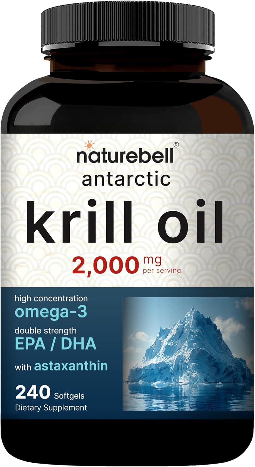 NatureBell Antarctic Krill Oil 2000mg Supplement, 240 Softgels, 3X Strength Natural Source of Omega-3s, EPA 240mg + DHA 160mg + Astaxanthin 800mcg – No Fishy Aftertaste – Mercury Free & Non-GMO - Image 7