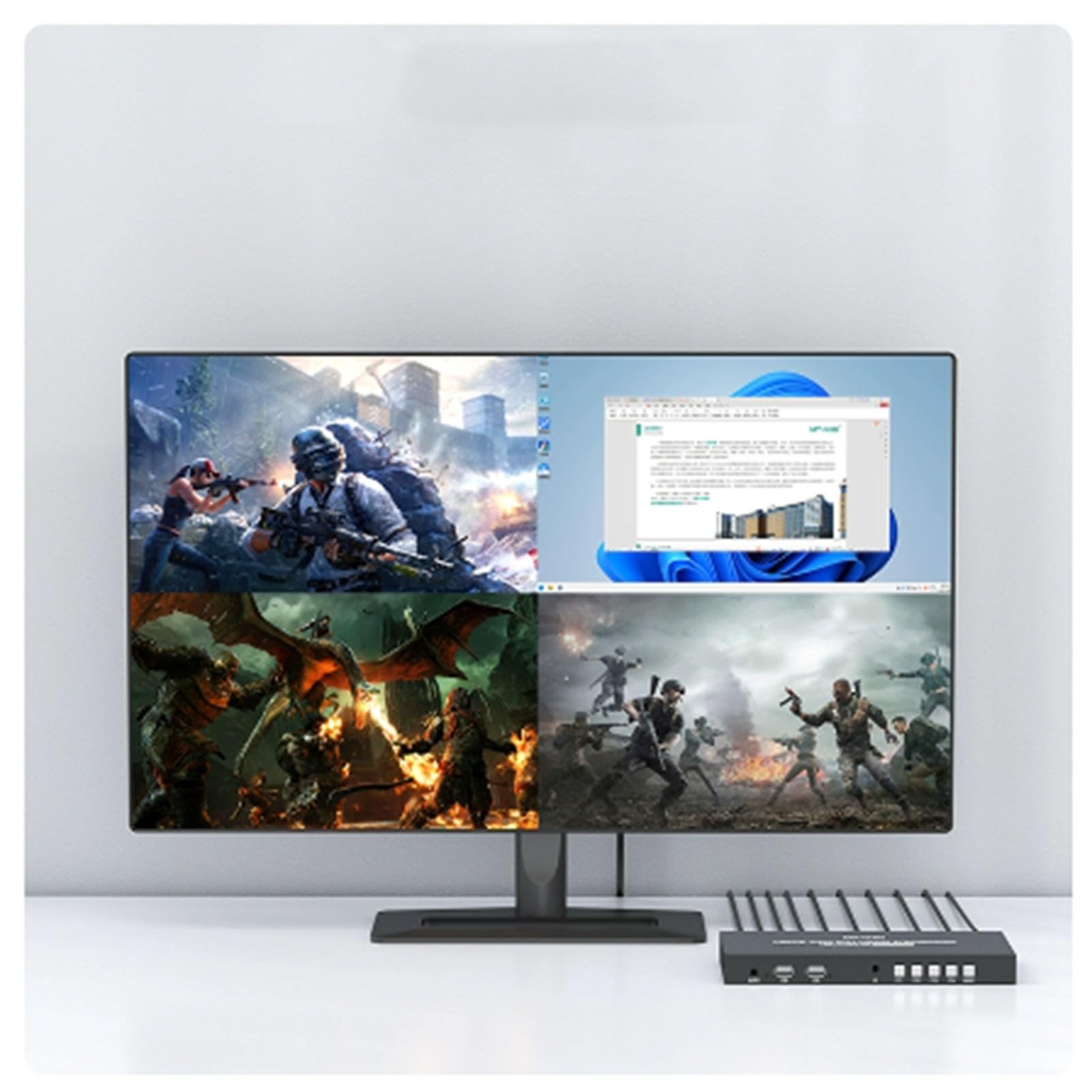 Przełącznik HDMI Multiviewer 4x1 przezroczysty przełącznik HDMI Multi-Viewer Quad 4 wejścia 1 wyjście obsługuje 4K 30 Hz, wyświetlanie/udostępnianie klawiatury USB