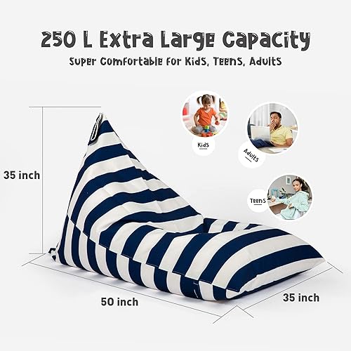 Miniatura 6 de Nobildonna Funda para puf de almacenamiento de animales de peluche para niños, adolescentes (sin relleno) 250 L, lavable, funda grande para puf para