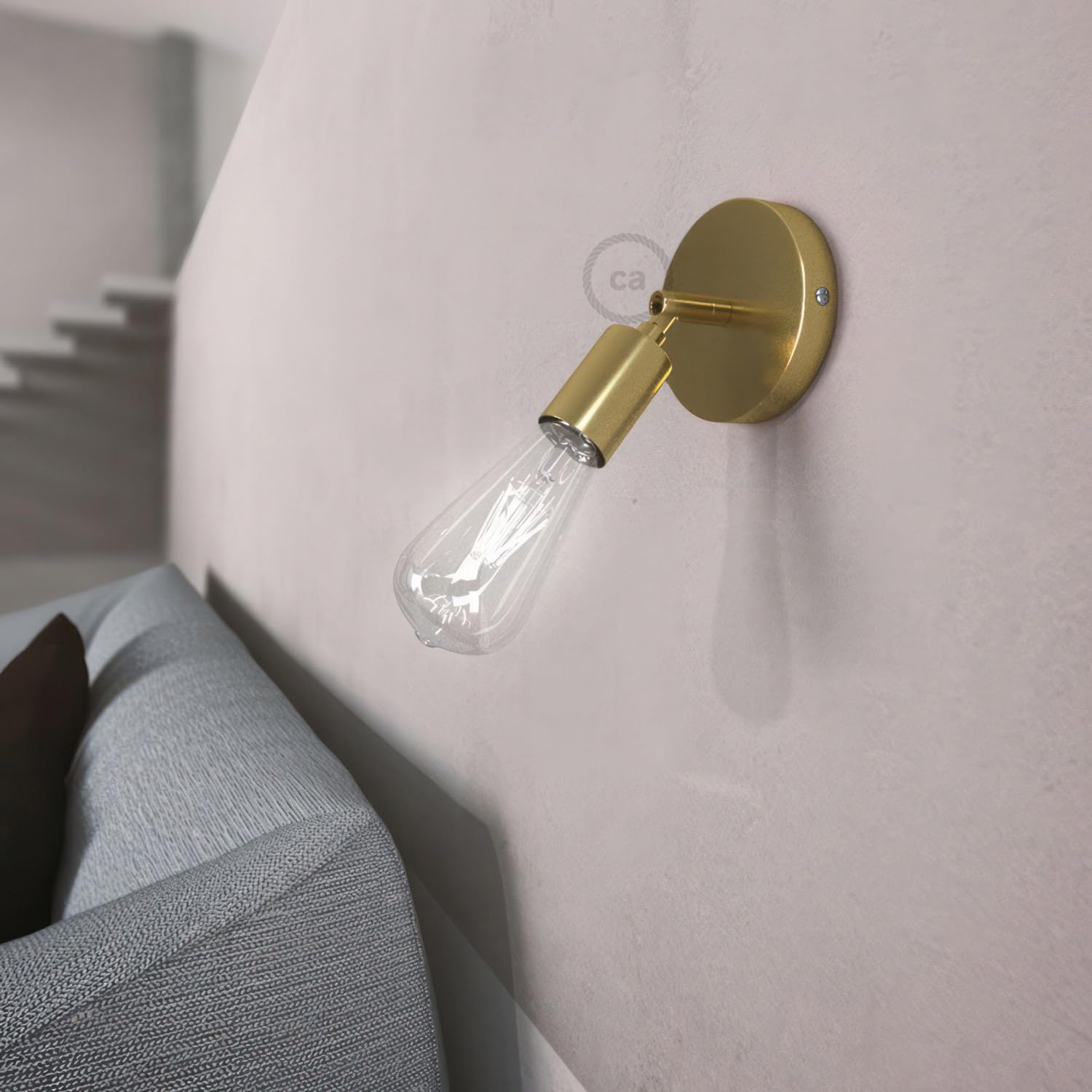 Fermaluce Metallo 90°, Punto Luce orientabile da Parete o soffitto - Senza Lampadina, Ottone