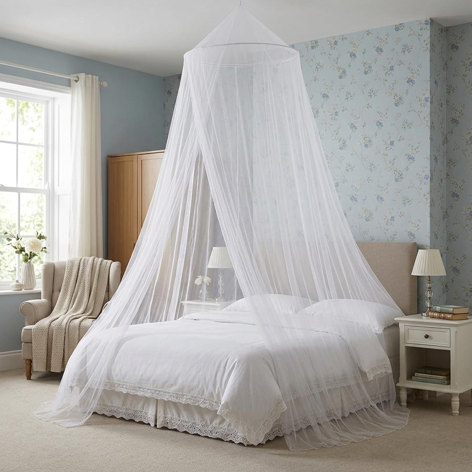 Travel Mosquito Net, Mosquito Net for Bed, Portable Bed Canopy for Double Bed, Lightweight Round Mosquito Net for Travel and Home Use
