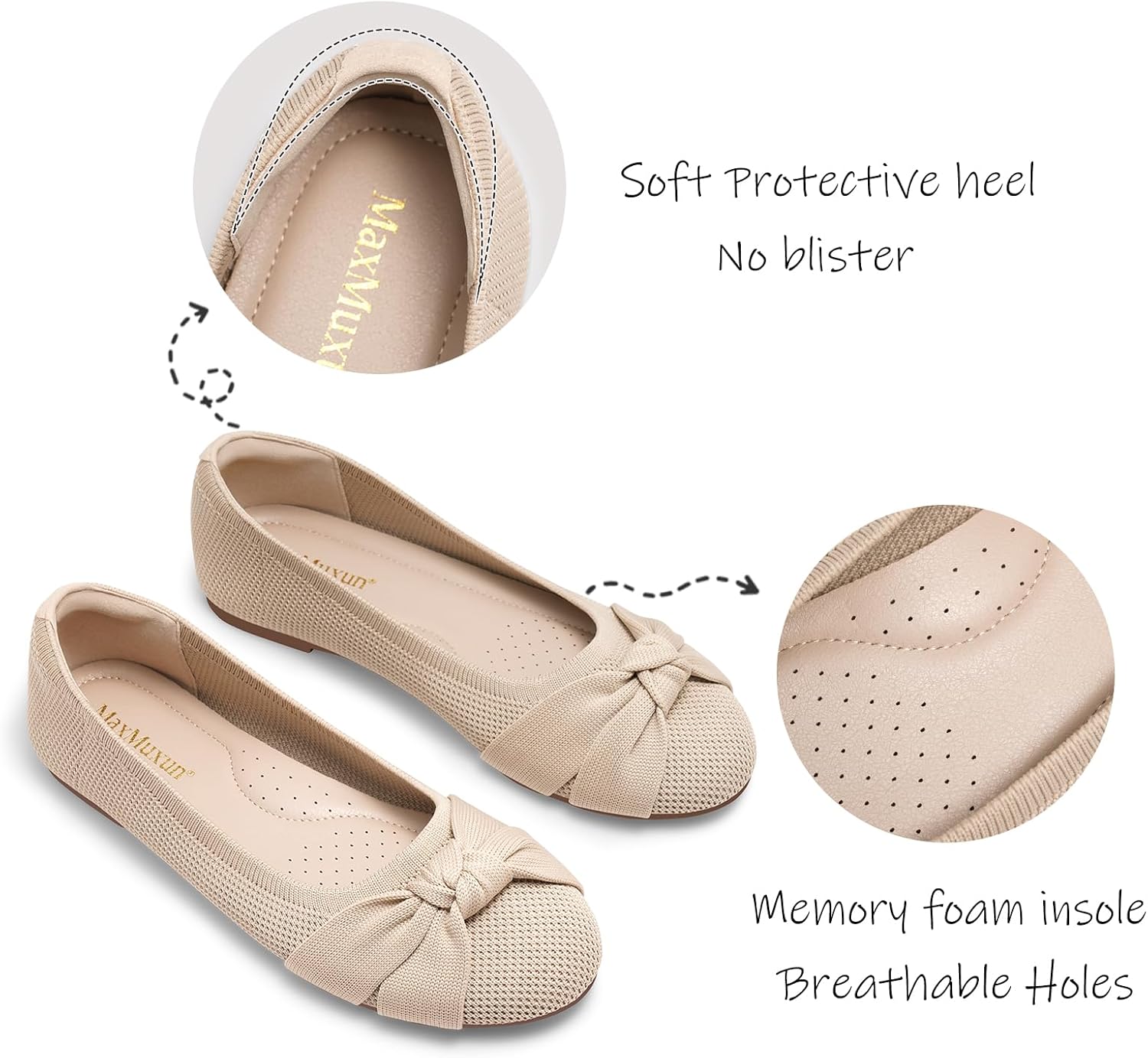 MaxMuxun Women's Flats Shoes Knit Round Toe Ballet Comfortable Dressy Slip On Flats - Image 4