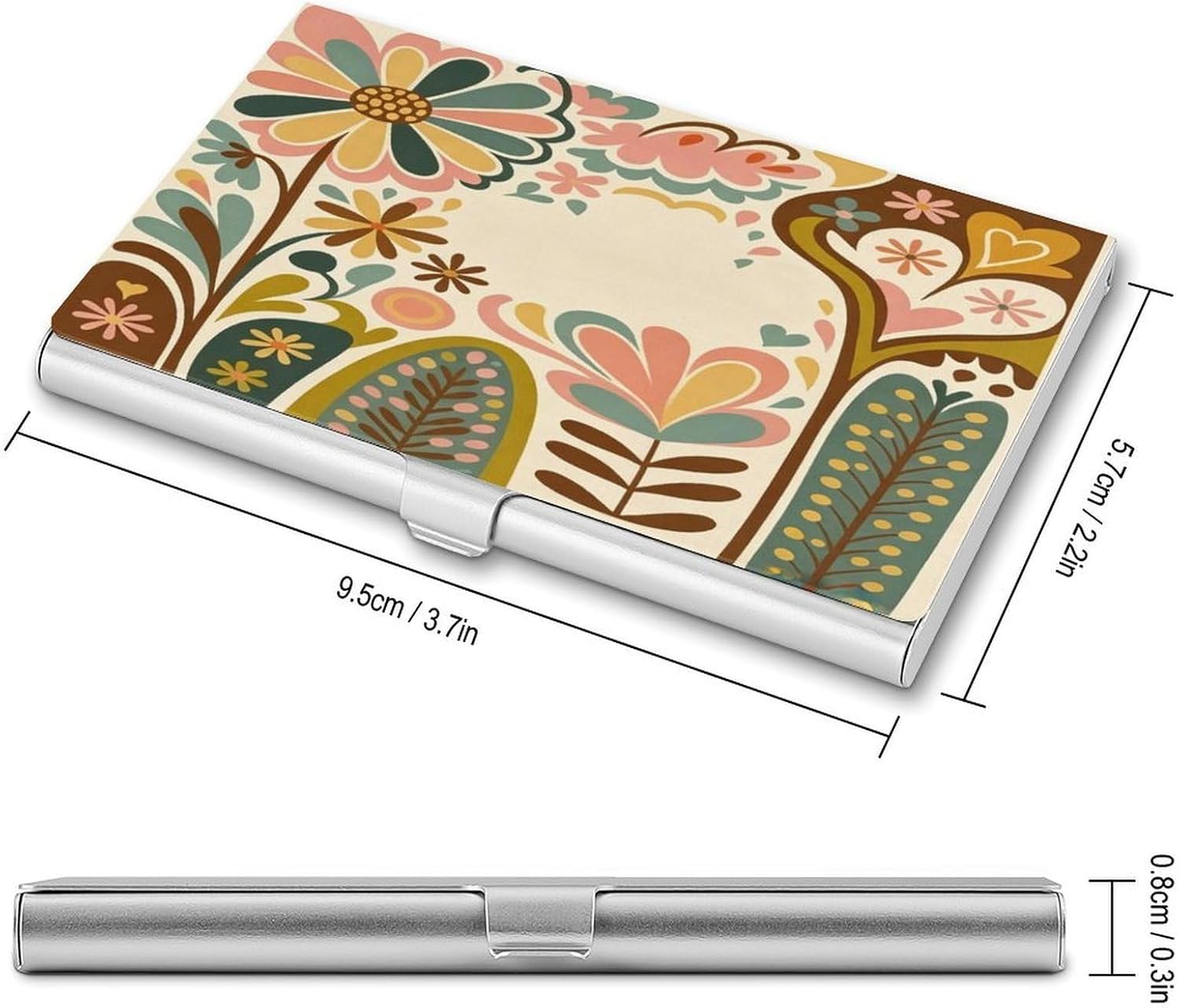 Boho Florals Business Card Holder Slim Business Card Case image 2