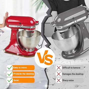 木製スライドマット Kitchen Aid 4.5/5クォート スタンドミキサー シリコンキッチンツール4個付き