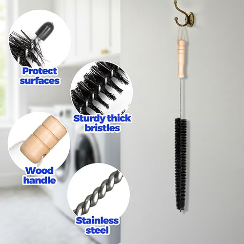 Miniatura 5 de Holikme Kit limpiador de ventilación para secadora - Suministros de limpieza para el hogar, cepillo de pelusa para secadora, cepillo de bobina largo