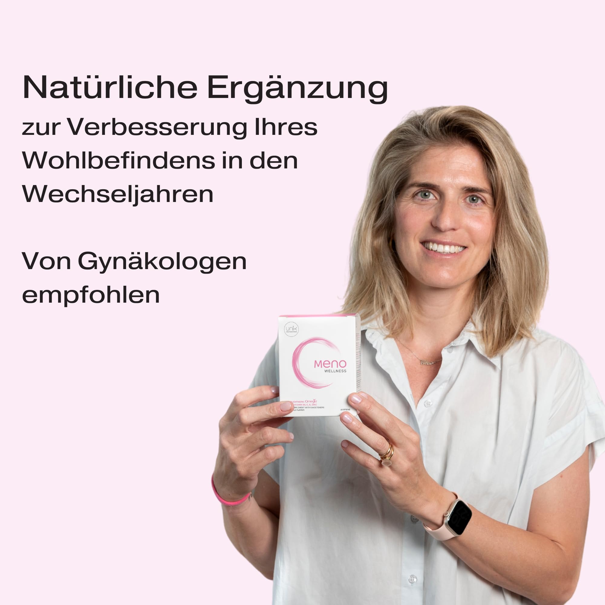 Nahrungsergänzung für die Wechseljahre – Maca, Sanddorn OMEGIA™ + Zink + Vitamin B6 + C + E – Hormonelle Balance & Energie für Frauen – 28 Sticks | UNIK HEALTH