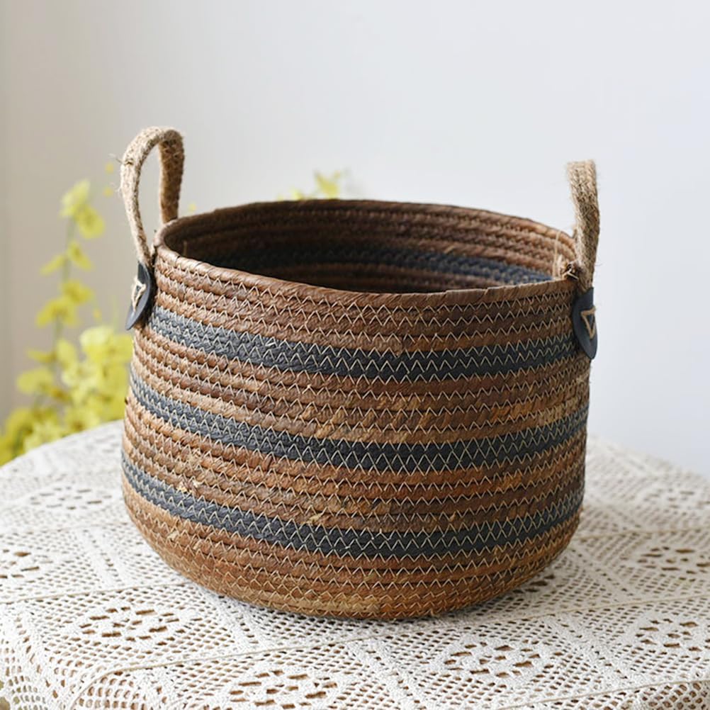 Zerodeko Woven Storage Baskets Straw Planter Basket Toy Blanket Organizer Seagrass Laundry Large Wicker Plant Tree for Dirty Clothes Pillows