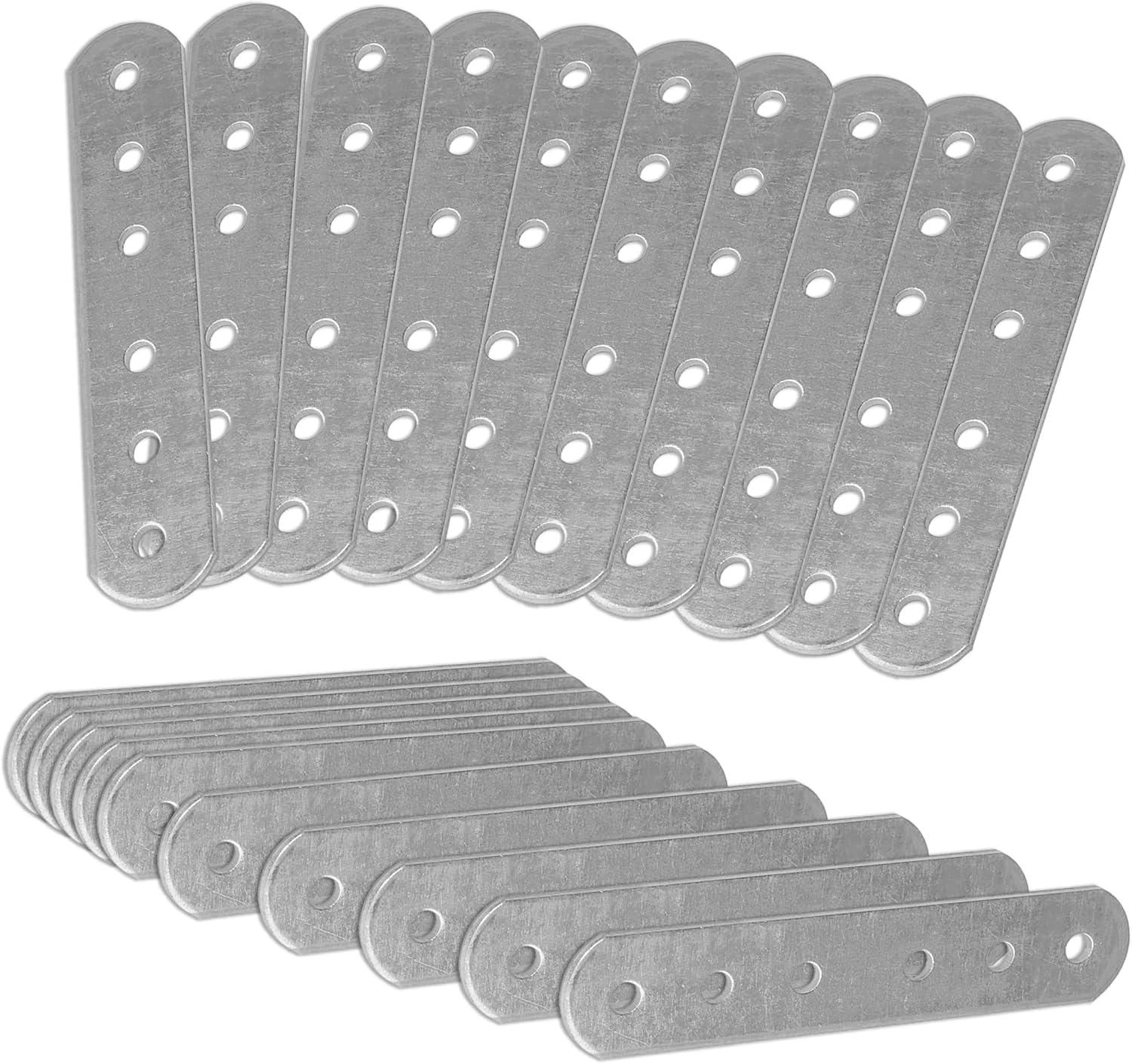 Omideas Silver 20 X Connecting Plates (80 X 16 X 1.5) Straight Repair Joining Fixing Mending Flat Bracket Brace Shelf Support Metal Galvanised Connector