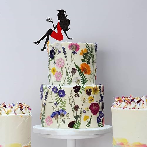 Miniatura 5 de 1 pieza de decoración para pastel de graduación 2024 con tapa de graduación con purpurina, diploma de tacón alto para niña, selección de pastel de