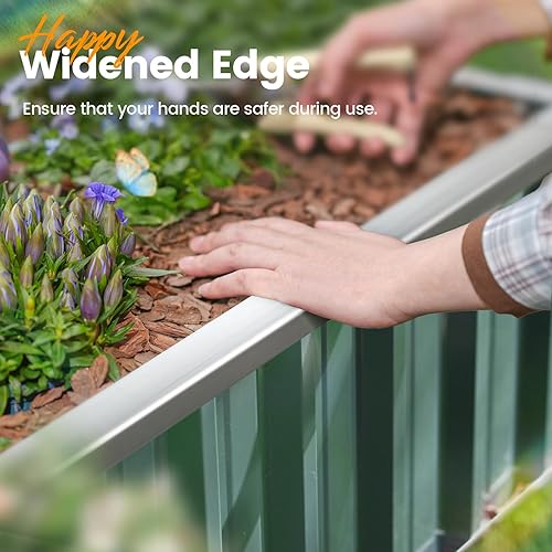 Miniatura 4 de King Bird juego de arriates elevados y extragruesos de 2 capas con marco reforzado, 68 x 36 x 12 pulgadas, 2 unidades, arriates de acero galvanizado