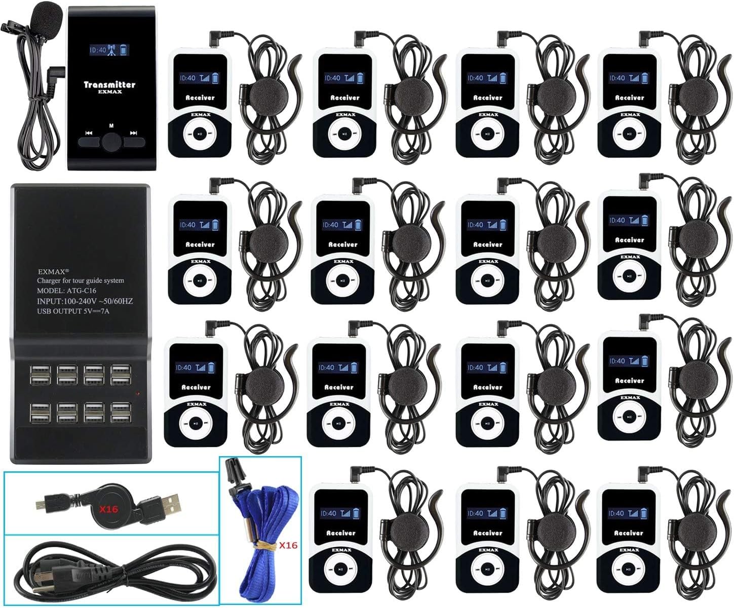 ATG-100T 195-230mHz wireless audio tour guide system for noisy factory meeting