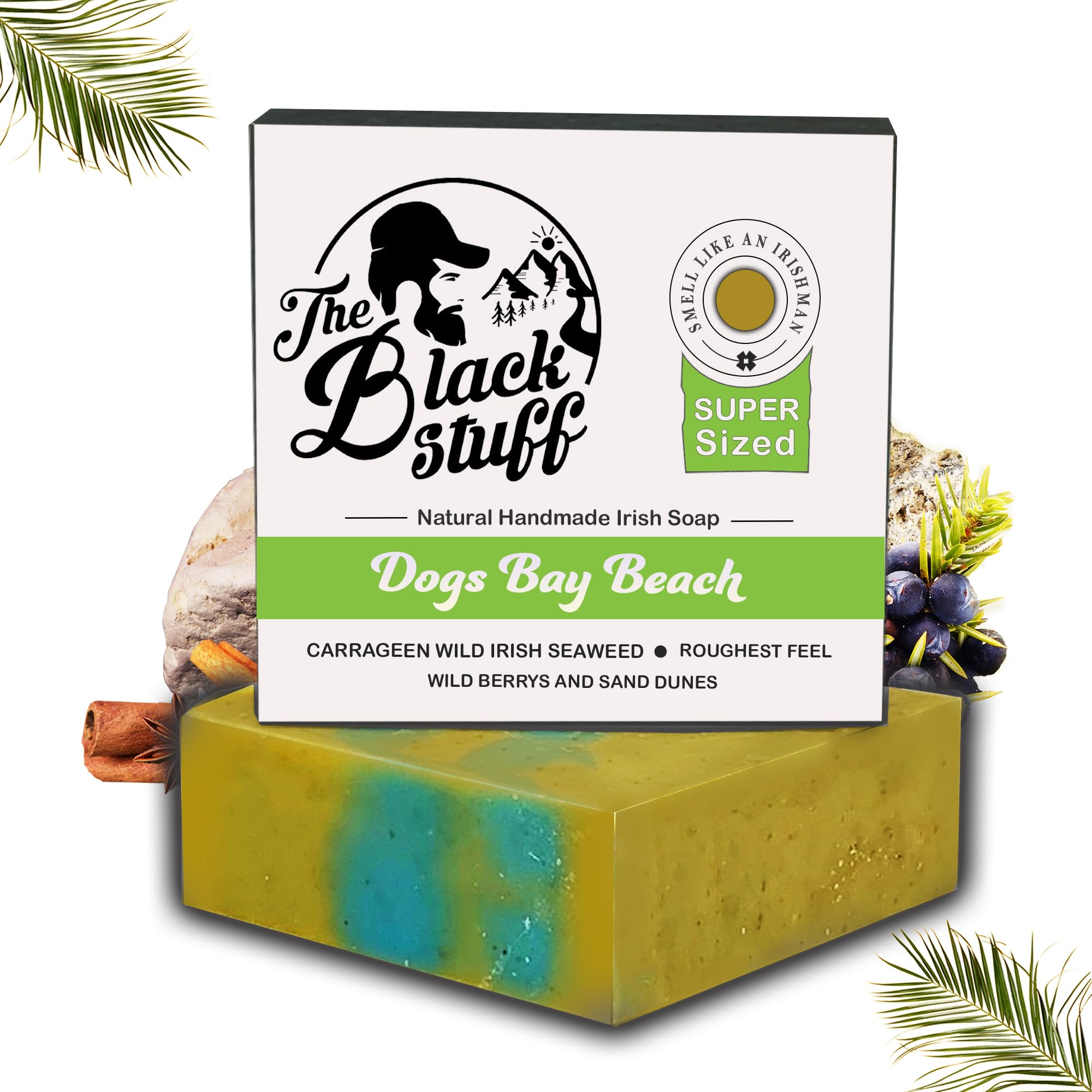 The Black Stuff All Natural Bar Soap for Men Handmade Cold Process Soaps with Organic Ingredients and Essential Oils - Mens Soap for Daily Use, Dogs Bay Beach Body Soap