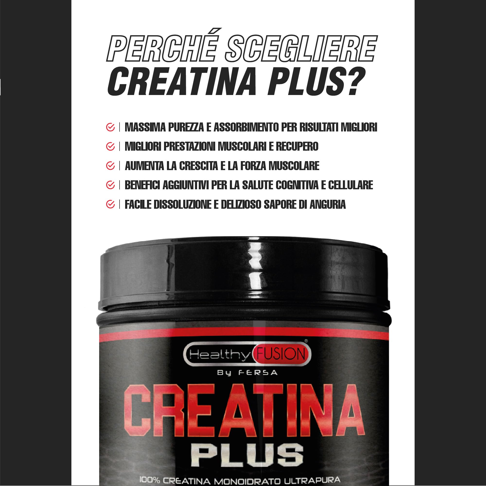 Healthy Fusion | Creatina Monoidrato in polvere 100% pura, senza additivi | Favorisce la crescita muscolare e aumenta le prestazioni fisiche | Alta solubilità | 300g, gusto Cola