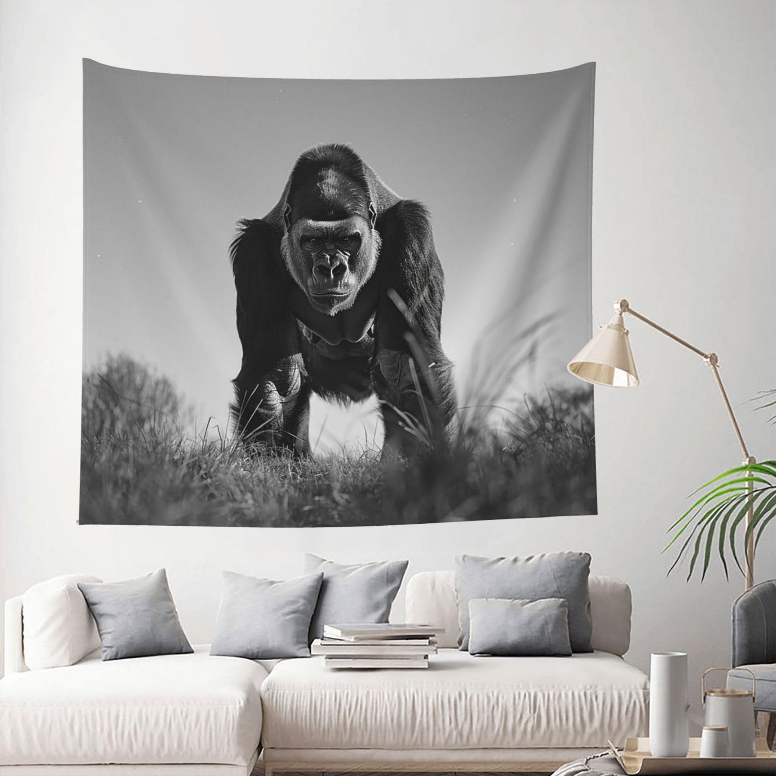 MXDLKSWPOH Tapestry 152x130 cm Art Wall Hanging for Living Room Modern Soft Aesthetic Tapestries Poster Gorilla in the Grass Tapestry Home Decoration Large Wall Tapestries for Bedroom Dorm Decor