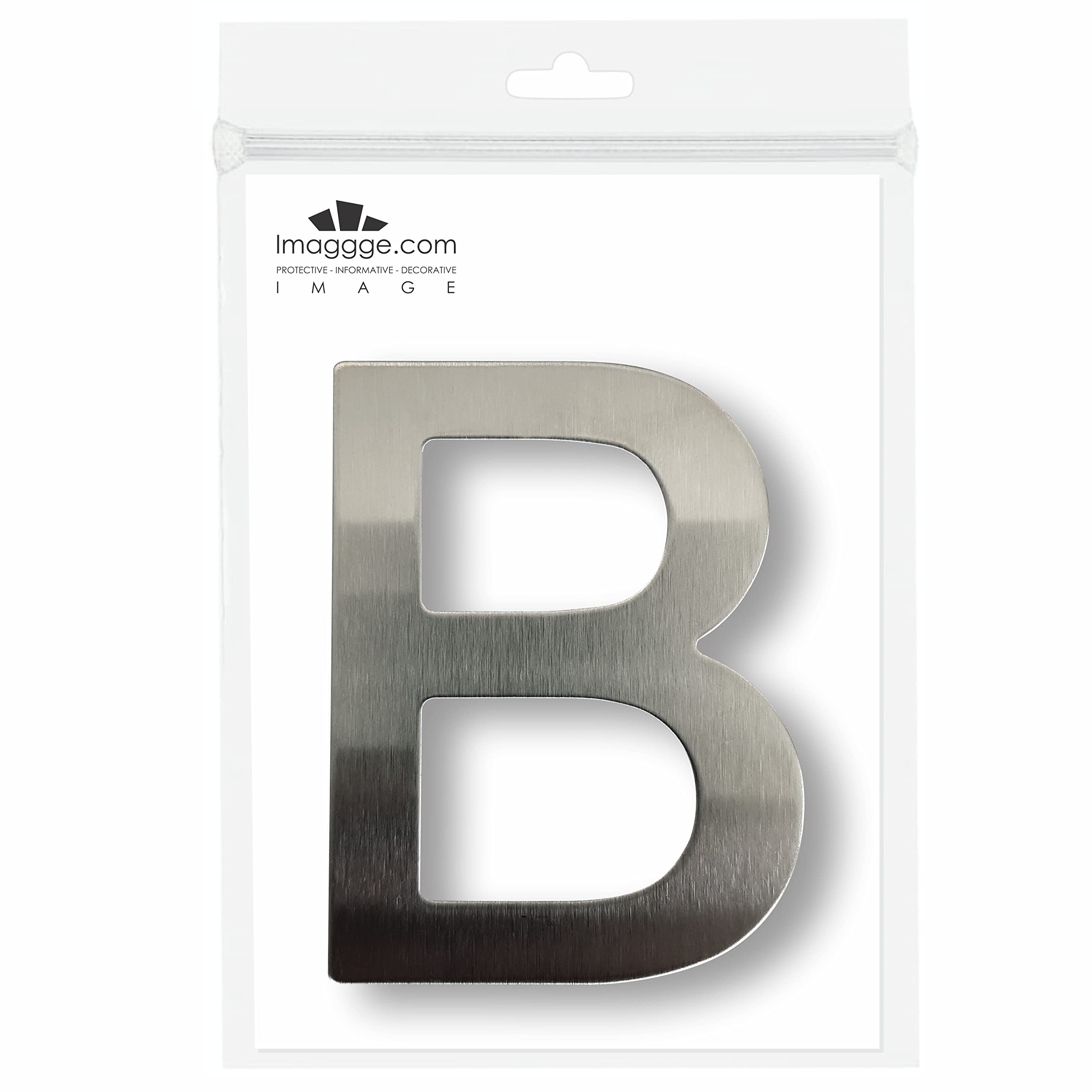 House Number / Apartment Number Brushed Stainless Steel Sticker 7.5 cm Height Letter B