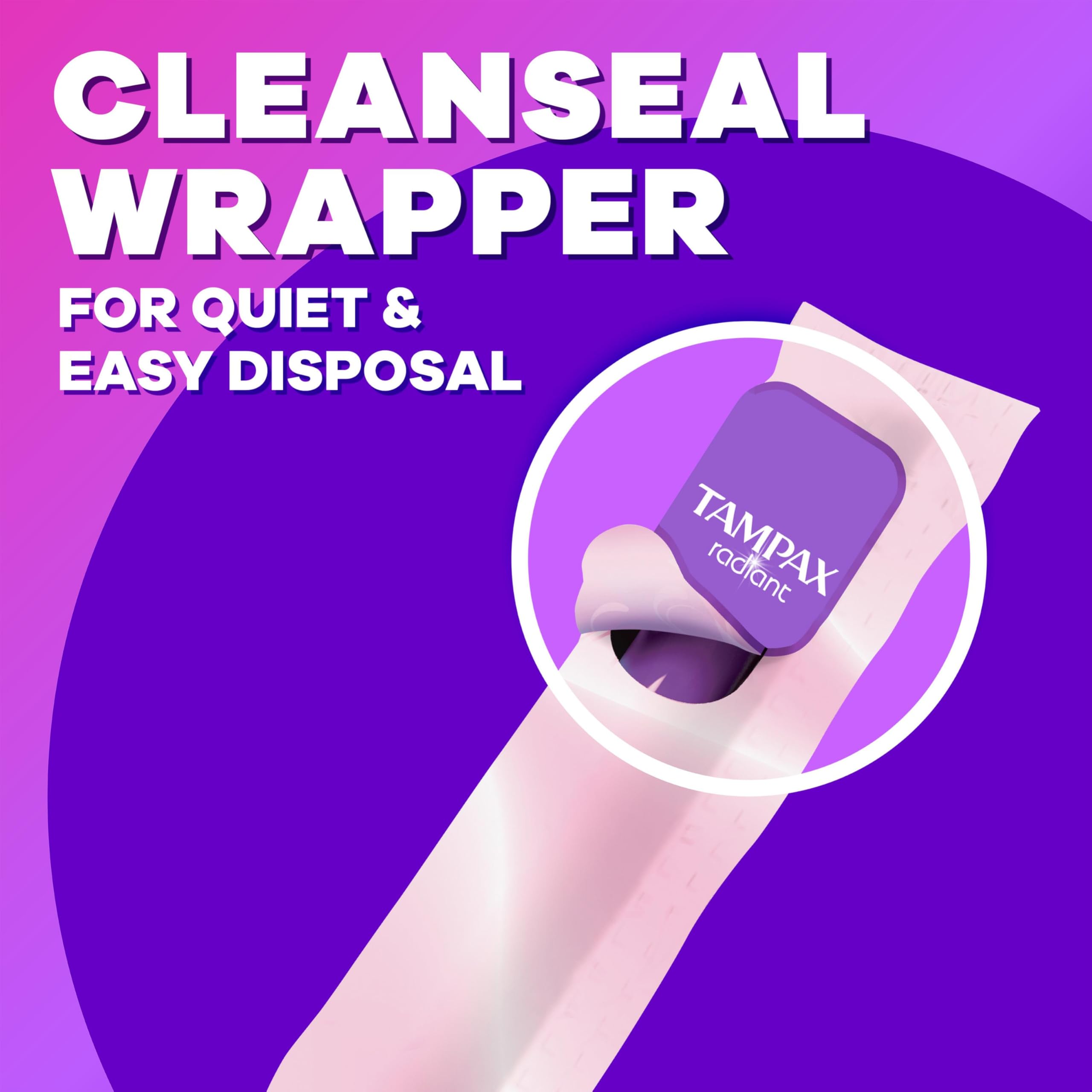 Tampax Compact Radiant Tampons for Women Multipack, with LeakGuard Braid & Extendable Applicator, Regular/Super Absorbency, Unscented, 84 Count (Pack of 2)