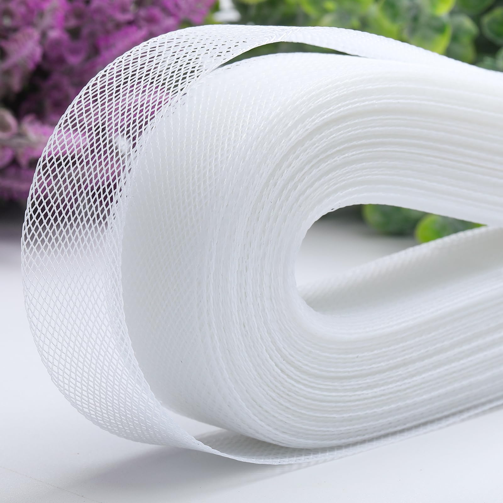 Rollo de trenza rígida de crin de caballo de 1 pulgada de ancho para vestido de novia, baile, vestido formal, accesorios de falda, deshuesado y costura (blanco, 1 pulgada)