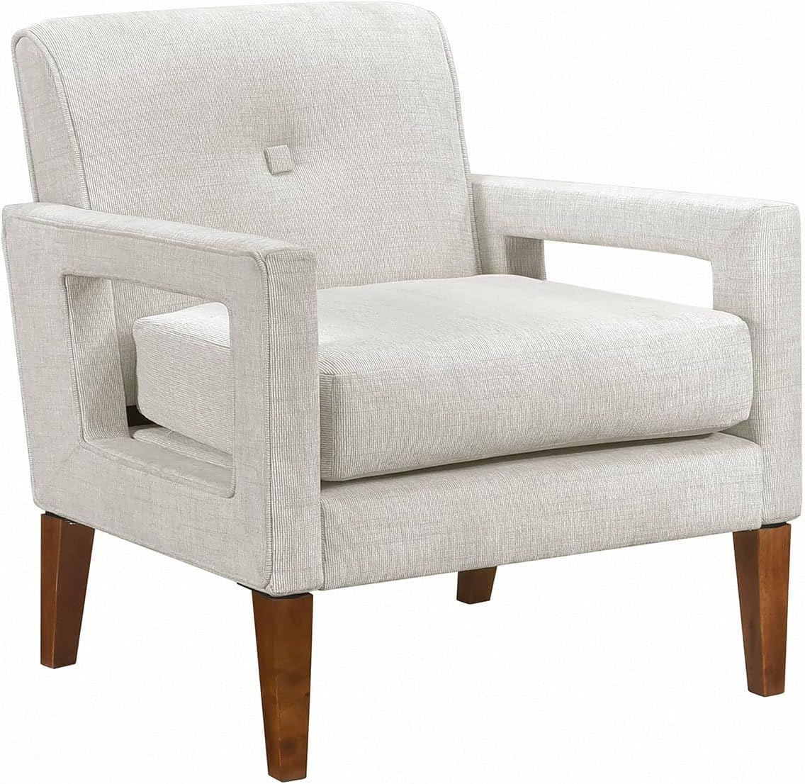 100% New 1pc Armchair Modern Living Room Chair,Beige Chenille Upholstery Pocket Coils Solid Wood Legs Iin Walnut Finish Furniture