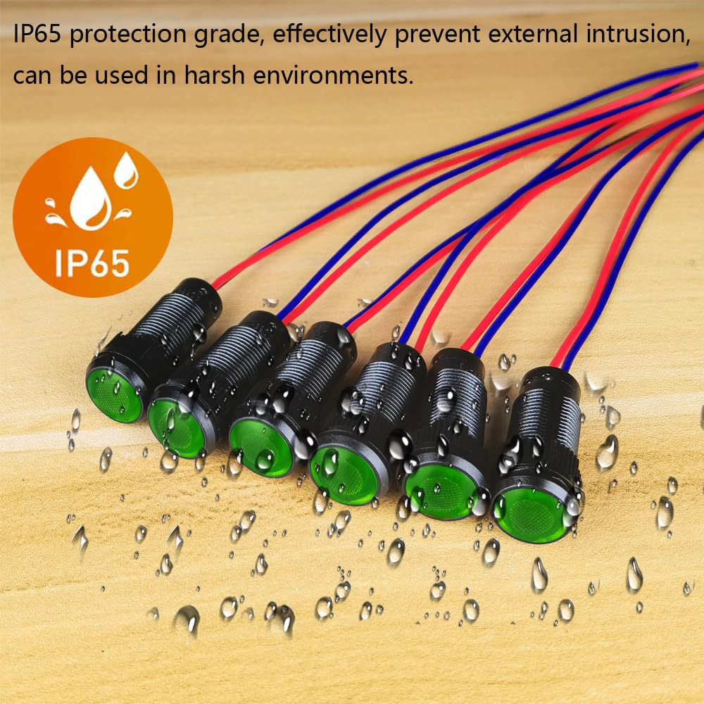 4 Lampade Pilota AC 220V - Indicatore Luminoso Verde Per Segnali | Filettatura 9mm, Guscio Plastica - Foto 7