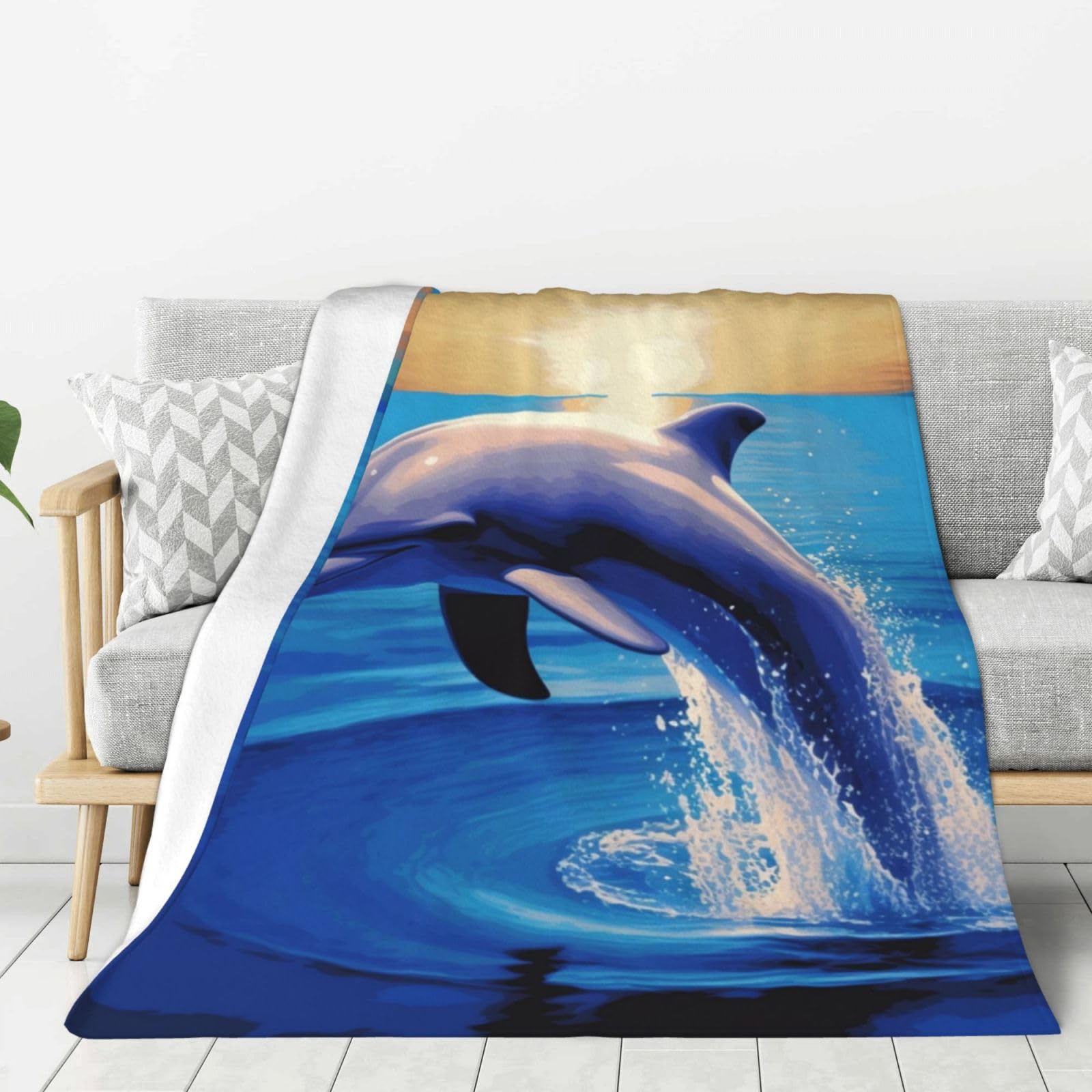 Couverture en flanelle dauphin pour canapé et lit en polaire douce