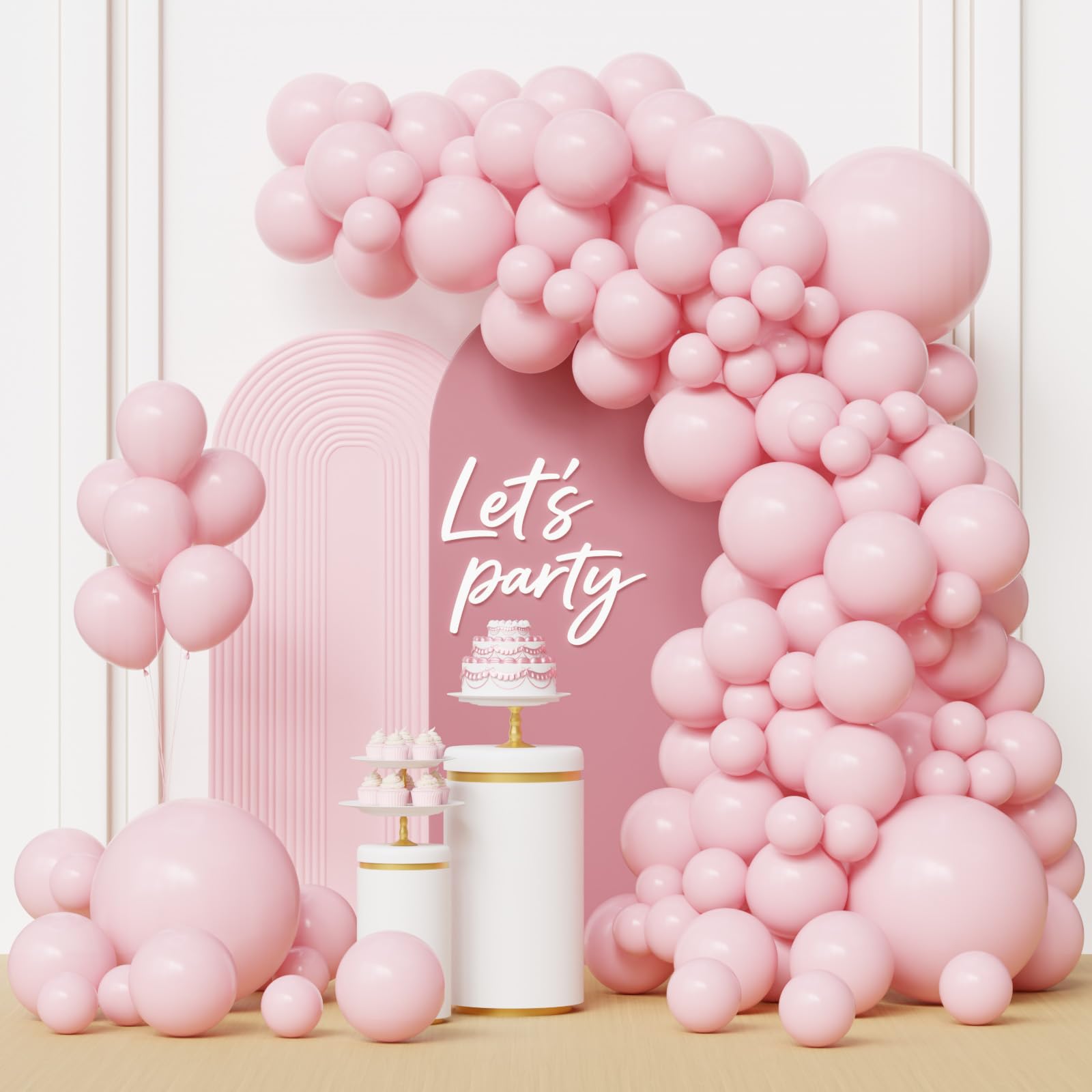 Pastel Pink Balloons Arch Kit, 105pcs Macaron Pink Balloon Garland Wedding