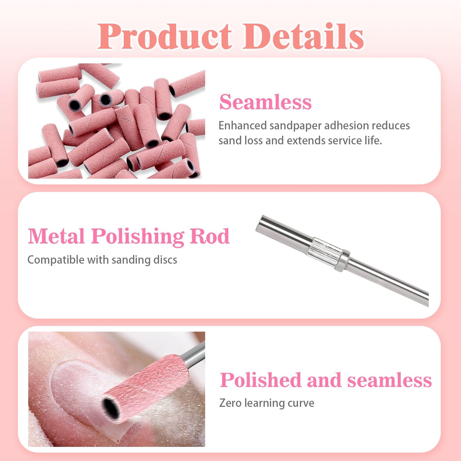 100 Bandas De Lijado Pequeñas Para Broca De Uñas Con Pulido De Uñas Naturales 240# Rosa Sanding Bands Grano 240 Mini Bandas De Lijado Para Taladro De Uñas Para Cutícula De Limpieza