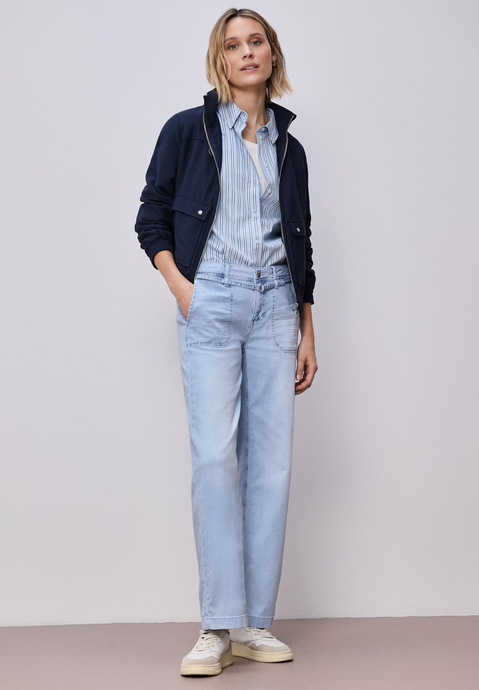 Street One Damen Wide Leg Jeans im Bleached-Look 3817547