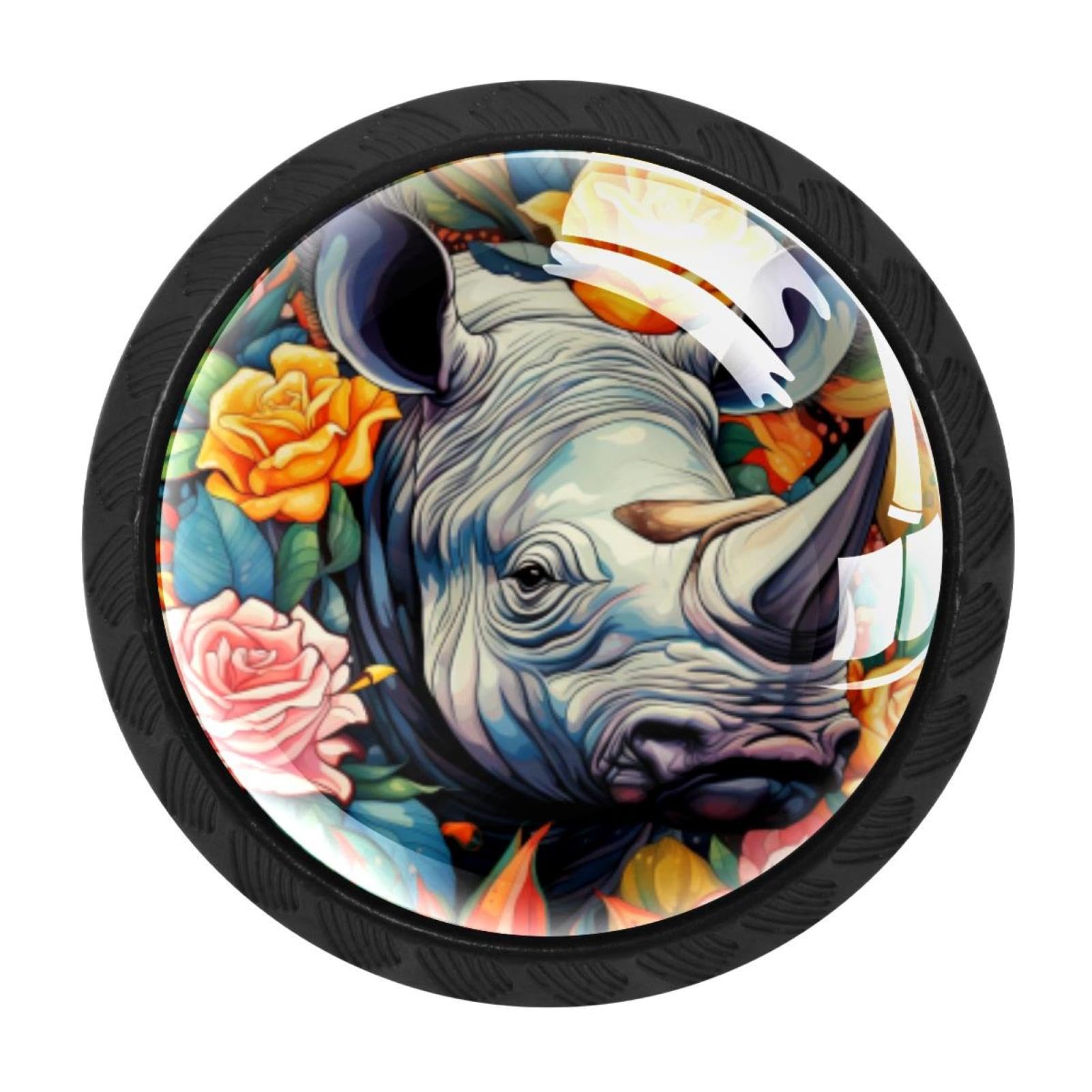 CHENZZZZ 4 Pieces Kitchen Cabinet Drawer Dresser Door Knobs Pulls Handles, Rhinoceros