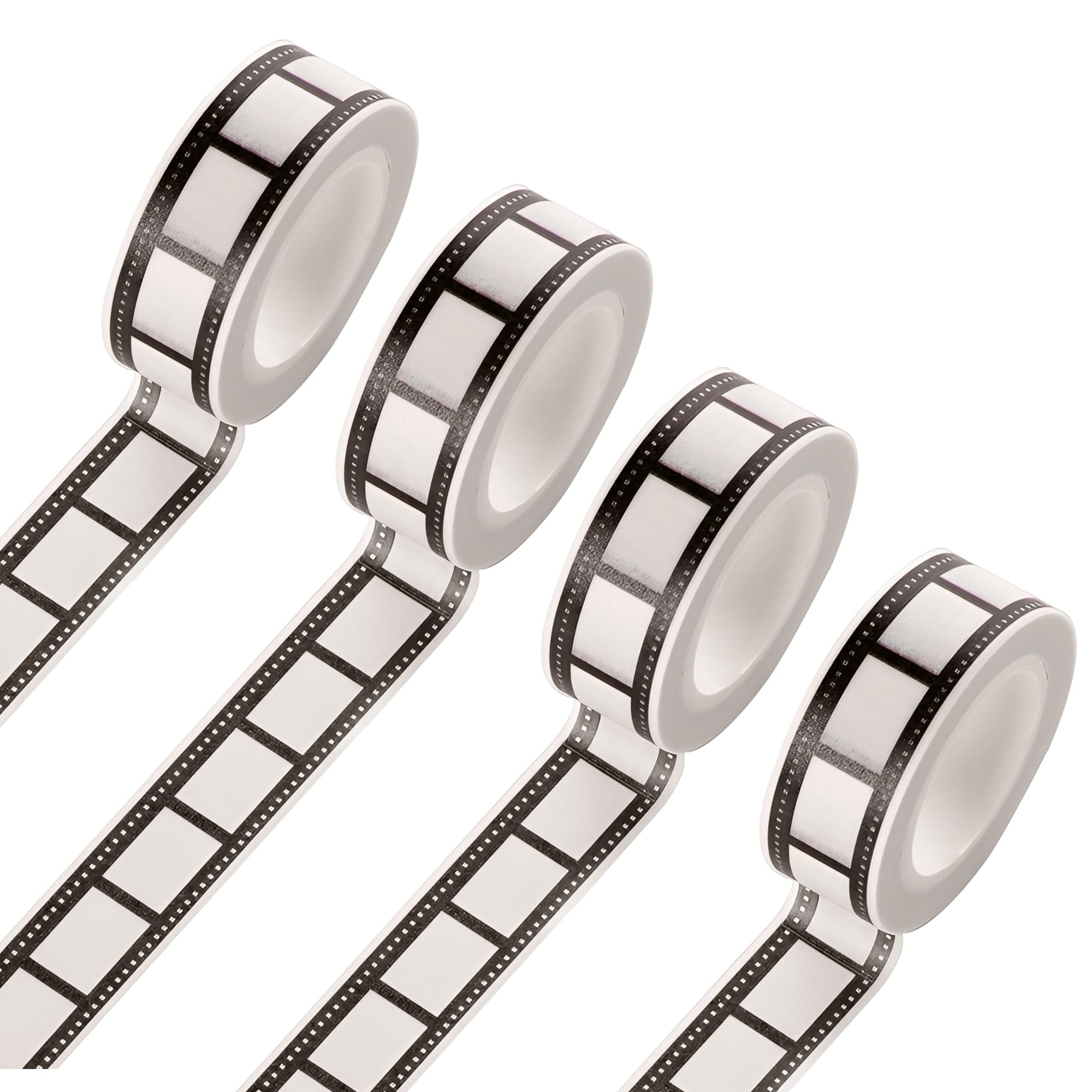 TUYOBG Black and White Film Strip Border Tape 4pcs – Decorative Washi Tape