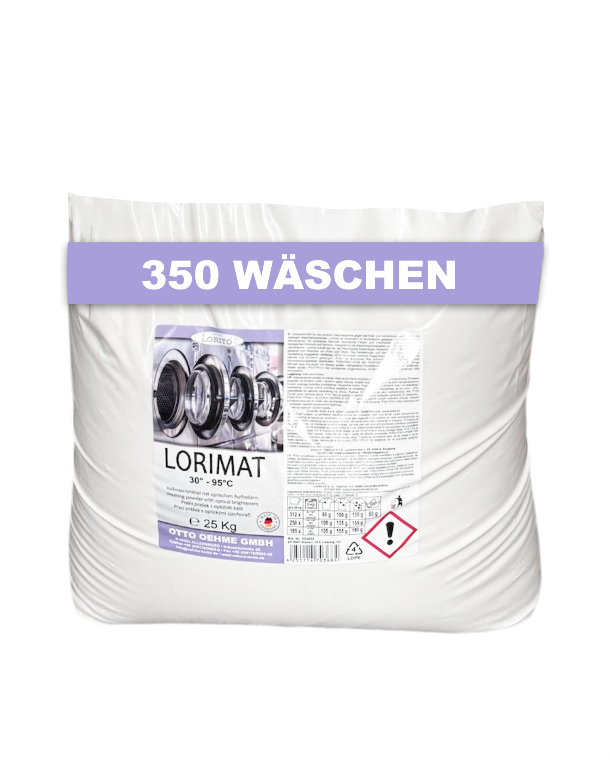 Lorito Lorimat Vollwaschmittel Pulver 25kg Sack | Gründliche Wäschepflege für strahlende Farben und frischen Duft, geeignet für Weiß- und Buntwäsche, bis zu 337 Waschladungen