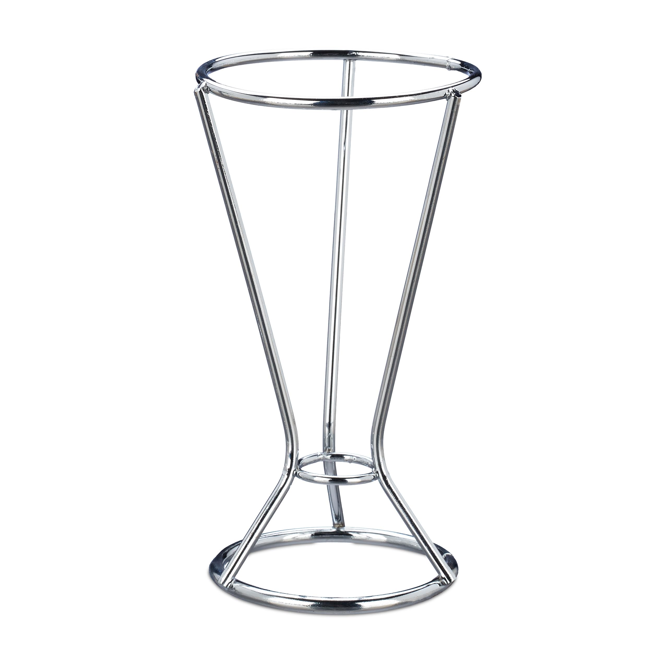 Relaxdays 20x Porta Patatine Fritte, Acciaio Inox, per Coni di Carta con Fritti e Verdure, HD 16 x 9,5 cm, Argento