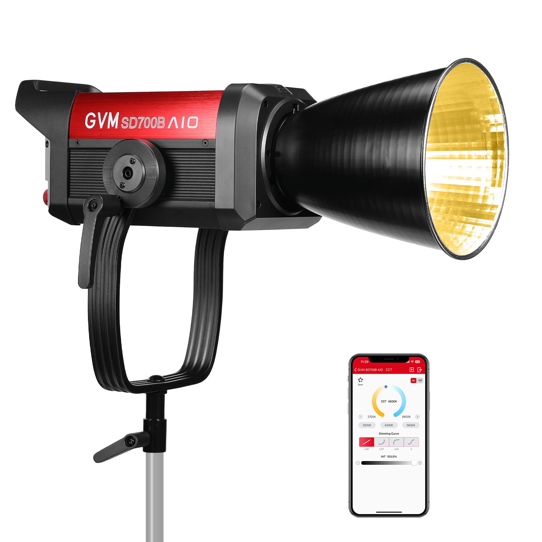 GVM SD700B - Luce video a LED, 700 W, luce da studio con supporto Bowen, kit di illuminazione fotografica 29100 lux/m con copertura standard, uscita continua per film, trasmissioni, CRI 97+, 2700