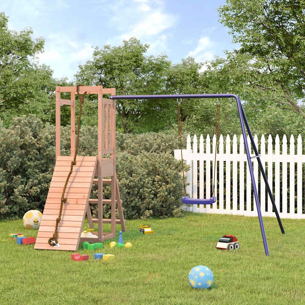 vidaXL Parque Infantil de Exterior Madera Maciza Douglas, Juego de Columpios de jardín, casa de Juegos con Columpio, Parque Infantil de Madera