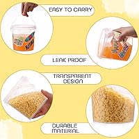 Vista 3 de PerKoop 20 cubos de helado de 32 onzas con tapas y asas, cubos transparentes de ron de cóctel con calcomanías, tina transparente de plástico