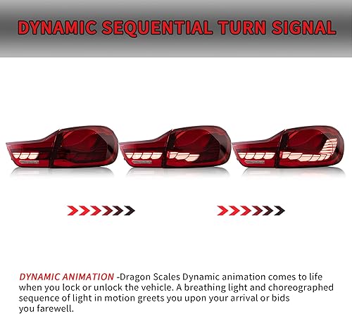 Miniatura 5 de VLAND - Luces traseras OLED serie 4 con señal de giro secuencial compatible con BMW M4 GTS F32 F33 F82 F83 2014-2020 Sedan  ConvertibleCoupé  con