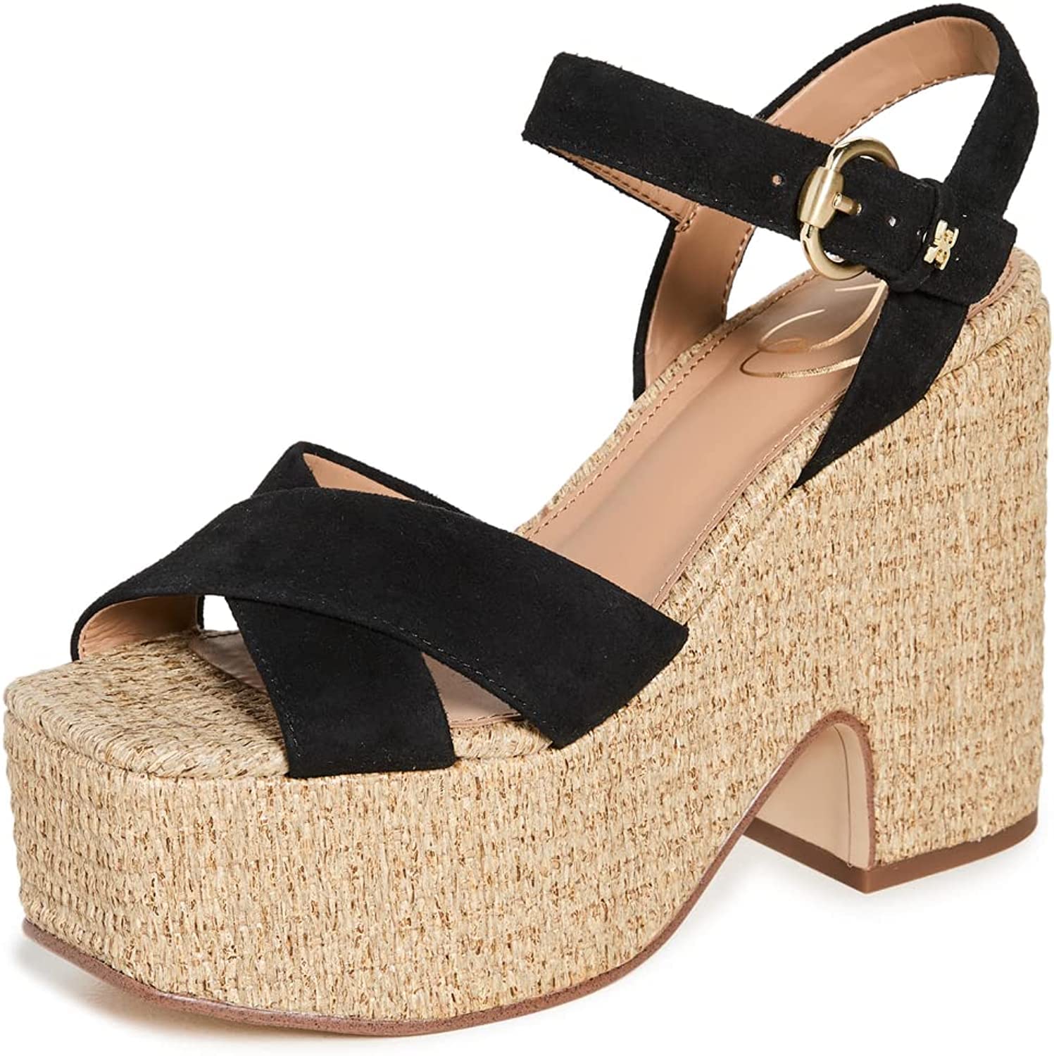 Sam Edelman Trianna 2 Black Square Open Toe Block Heel Ankle Strap Heeled Sandal (Black, 13)