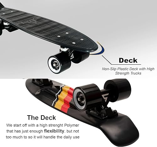 Miniatura 9 de Swell Skateboards Patineta completa de plástico retro de 22 pulgadas y 28 pulgadas para principiantes niños niñas jóvenes adolescentes adultos y