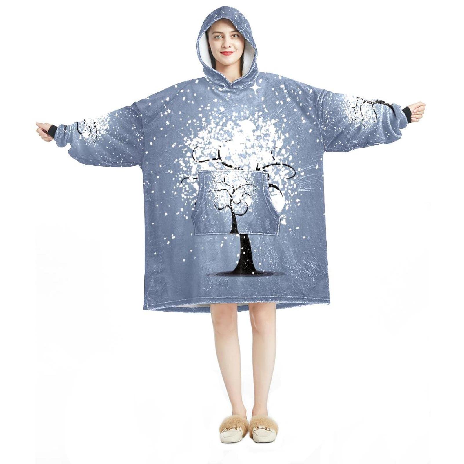 Sweat à capuche surdimensionné flanelle sherpa adulte homme femme motif hiver